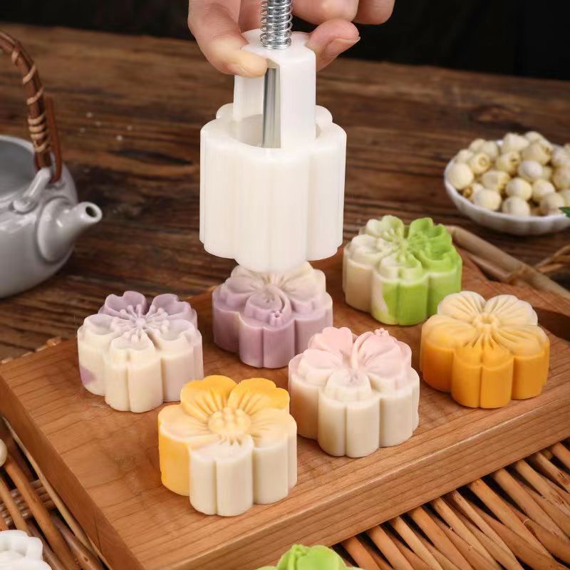 新款月饼模具手压式家用糕点绿豆糕点心中式中秋烘焙冰皮月饼压花|undefined