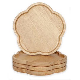 直销橡胶木杯垫创意家用花朵形状隔热杯垫 实木咖啡杯垫BSCI认证