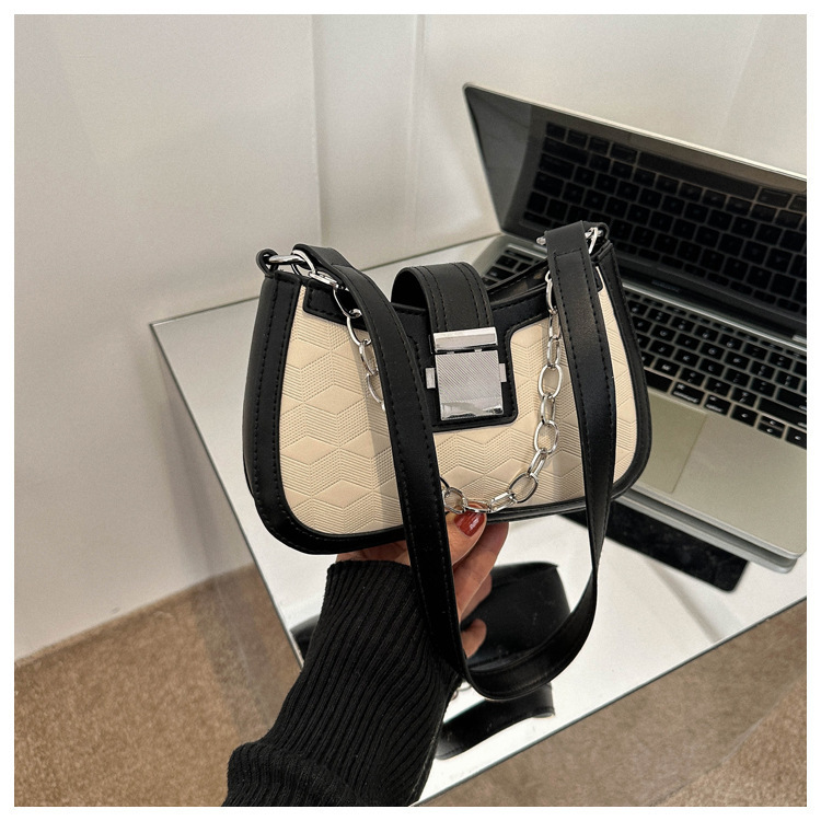 Bolso de las axilas casual francés de las mujeres 2023 nuevo bolso de la cadena de moda textura bolso de hombro color a juego pequeño bolso cuadrado