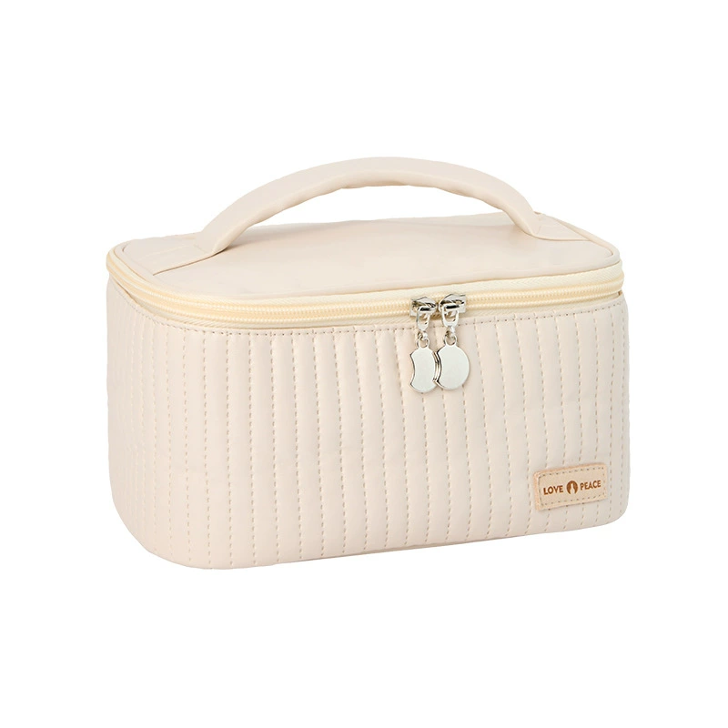 Polyurethane handheld cosmetic bag, capacious organizer bag, high-quality style