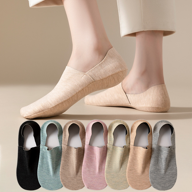Autumn New Cashmere Socks Women's Short Socks Solid Color All-match German Velvet Invisible Socks Silicone Non-slip Non-falling Boat Socks Women