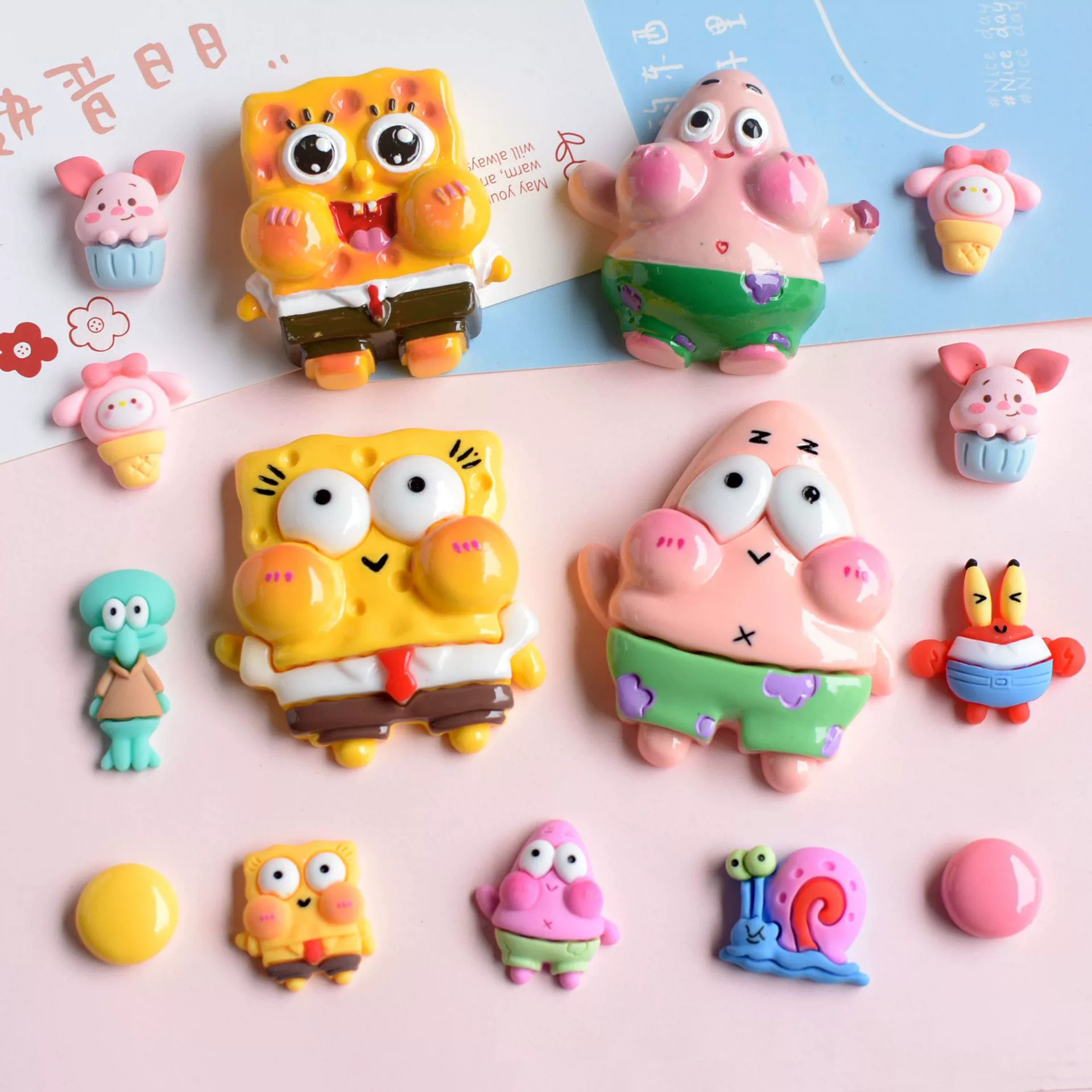 Плоть Cartoon sponge детские аксессуары, ручка, чехол для телефона, бантик для волос, кремовая обувь