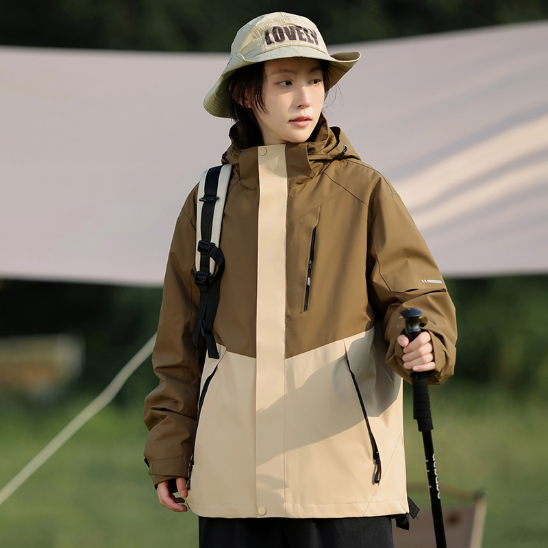 Waterproof Windproof Hooded Jacket For Couples Autumn Winter_voghion.com