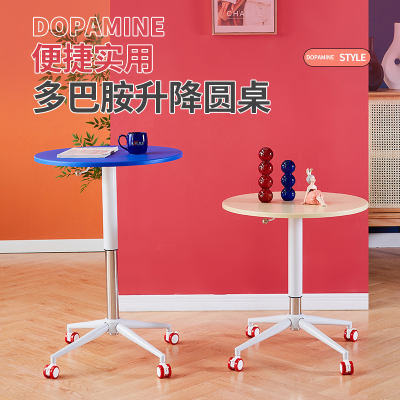 マカロンラウンドテーブル可動昇降ダイニングテーブルホームバルコニーレジャー小さなアパートコーヒーテーブルシンプルなモバイルバルコニー|undefined