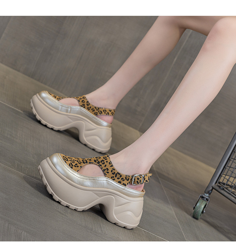 Sandal nữ đế dày mũi bít phong cách La Mã — M2897 xanh lá, M2897 bạc, M2897 màu mơ, M2897 màu da báo chi tiết 20