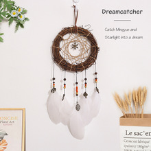 复古藤条捕梦网挂饰森系藤编装饰品跨境家居挂件小夜灯可爱生日