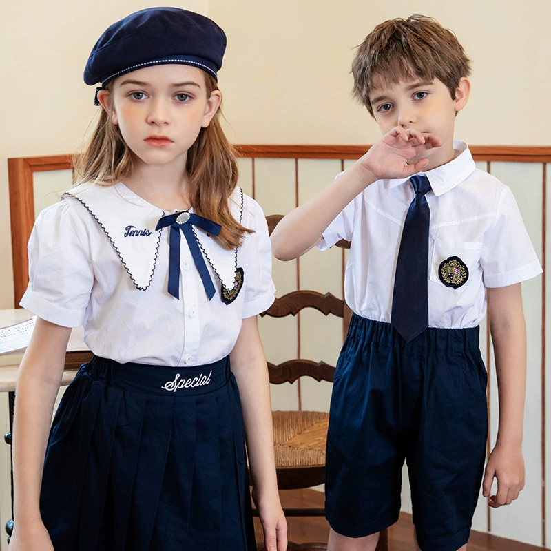 Summer set for kindergarten, children's shirt, uniform for students, British style