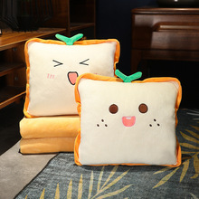 新款创意面包抱枕毯三合一盖毯办公室趴睡枕保暖手捂沙发毛绒抱枕