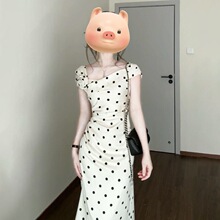 2026夏季波点法式立体花朵气质收腰长裙夏夏女长款新款显瘦连衣裙