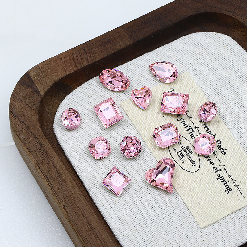 Dongzhou Nail Art Accessories Dark Pink Collection Pointed Bottom High Quality K9 Glass Butterfly Sparkling Big Diamond Internet Celebrity Hot Style