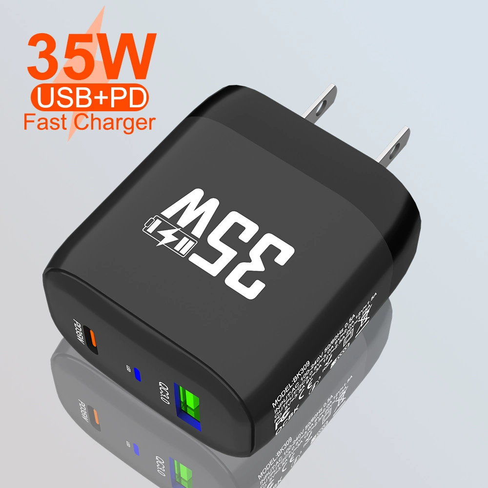 Новая быстрая зарядка QC 3.0 PD35W головка зарядного устройства 9V12V быстрая зарядка GAN европейский американский стандарт USB нитрид зарядка