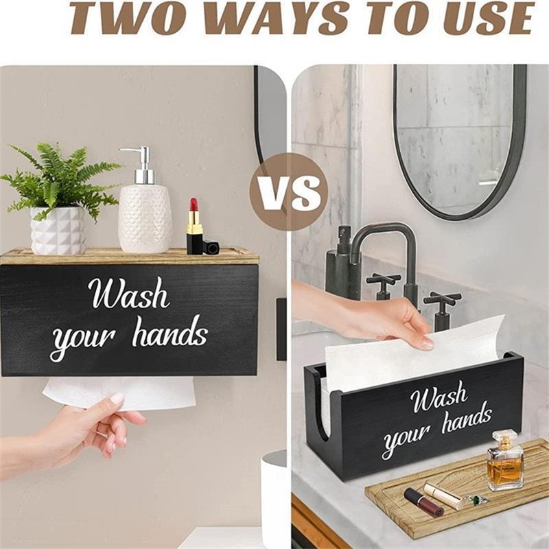 Amazon Wooden Tissue Box Wall Mounted with Lid Kitchen Wall Tissue Storage Rack Wooden Tissue Dispenser