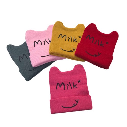 Autumn and winter Korean style children's hats, letter flip knitted hats, baby pullover hats, warm hats for boys and girls, manufacturer