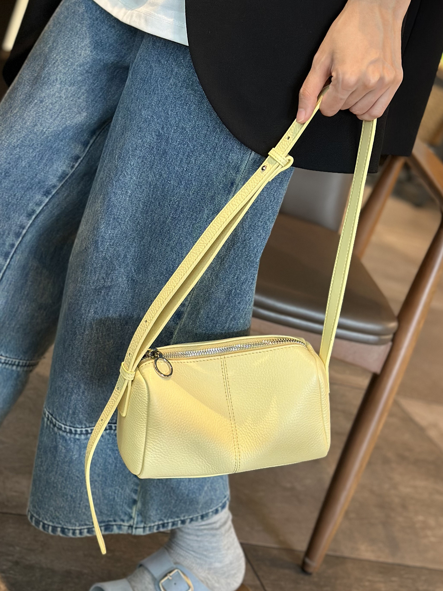2025 Women's Toast Bag Genuine Leather White Small Shoulder Bag Commuter Underarm Bag Crossbody Pillow Bag Pure Cowhide - Thumbnail 7