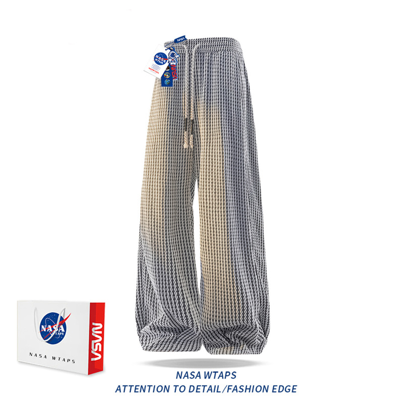 NASA ABOUT雪尼尔小香风条纹休闲裤男秋冬季oversize宽松百搭裤子|undefined