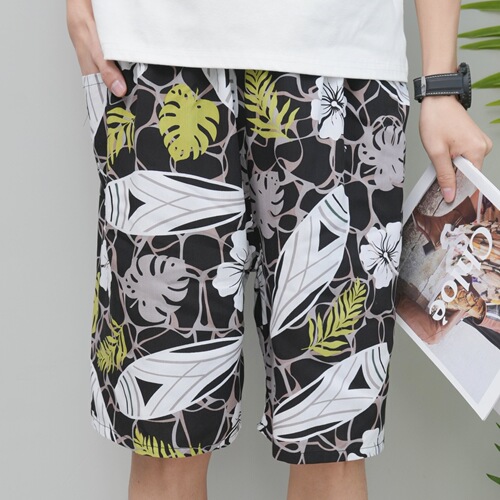 Cotton-silk sleep shorts for men, summer thin loose large size five-pocket shorts, wearable outside, artificial cotton beach pants