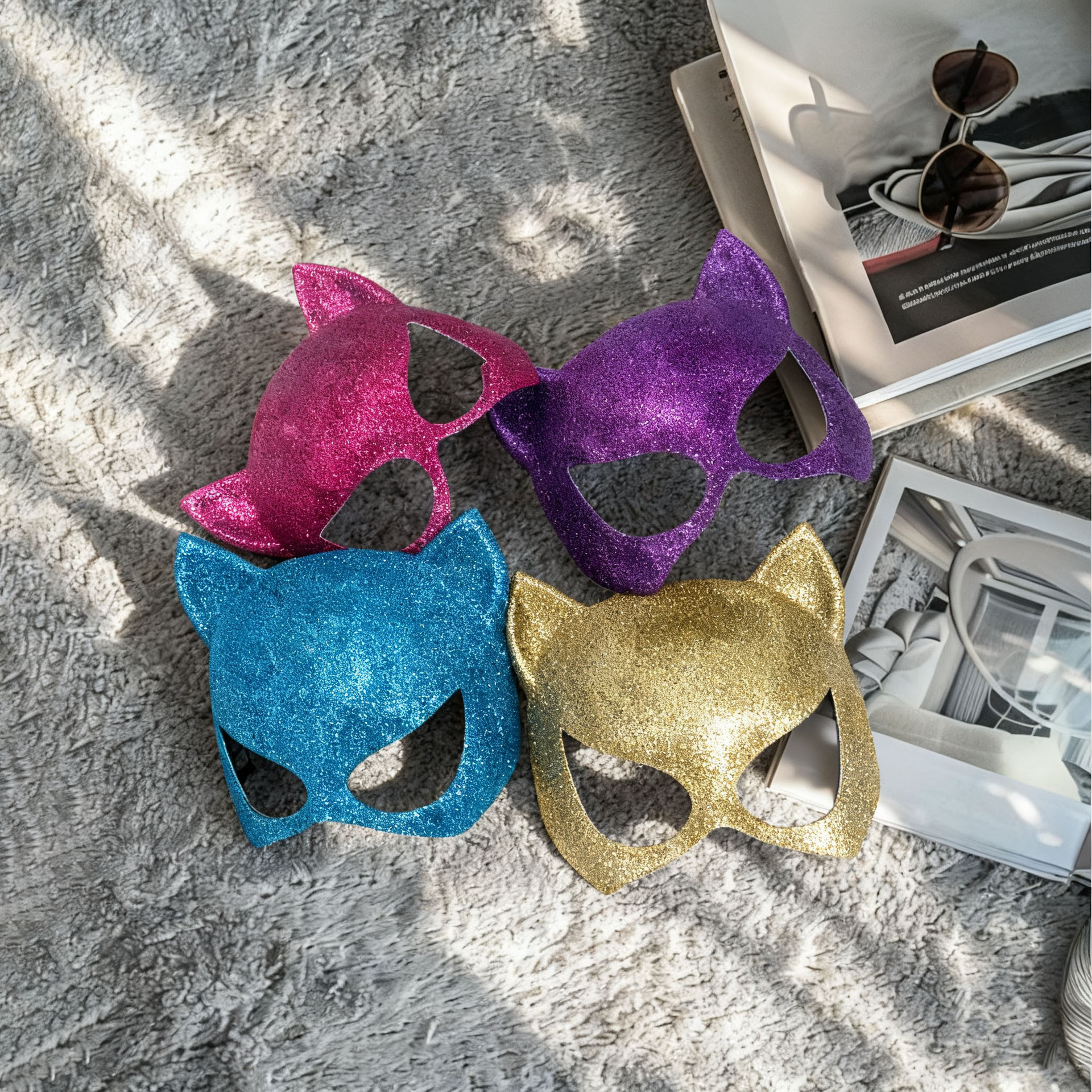 Nuevo producto polvo máscara de gato máscara de baile de maquillaje femenina máscara de fiesta Halloween carnaval máscara sexy