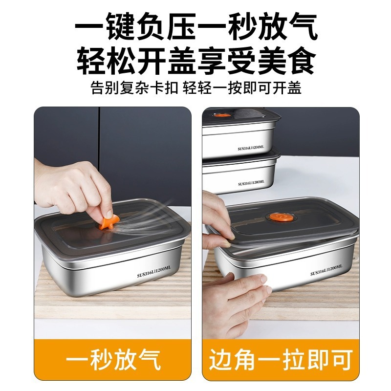 Grado de alimentos 316 caja de acero inoxidable para refrigerador especial con cubierta portátil sellado caja de almuerzo caja de camping