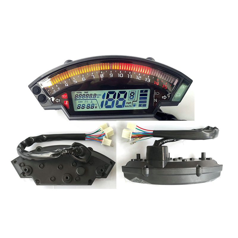 Motorcycle modification accessories LCD display 6-speed LCD meter color odometer speedometer water temperature oil universal