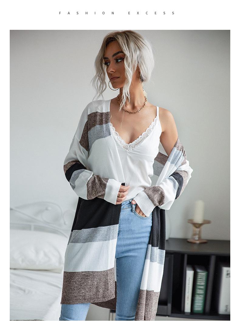 Mode frauen dünne langarm farbe-blocked pullover und strickjacken für_voghion.com