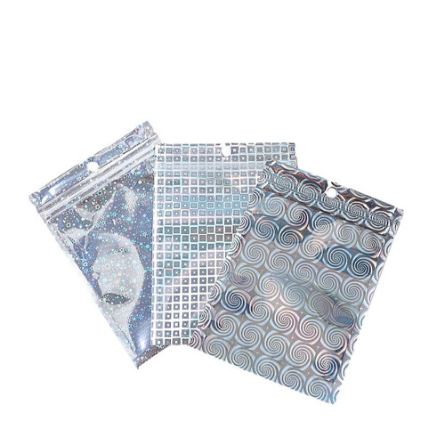 Laser packaging bag, jewelry mobile phone case, yin and yang bone bag, ziplock bag, rainbow colored plastic aluminum foil, laser bag