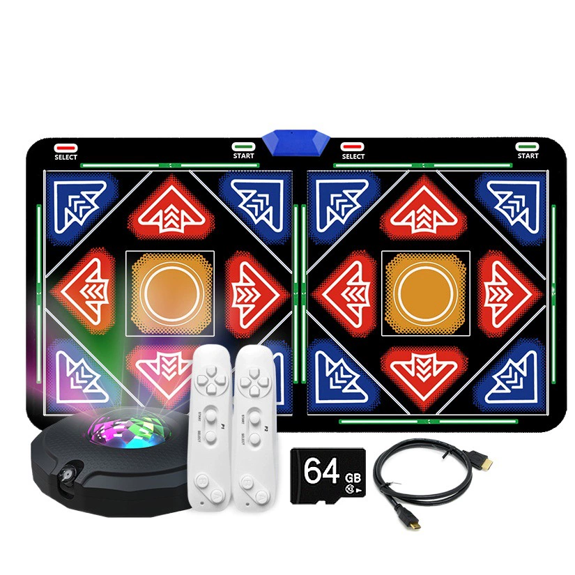 Интерактивный танцевальный коврик с ИИ-камерой для двоих, беспроводной, для ТВ и ПК, игровая приставка для дома, с датчиками движения и дополненной реальностью