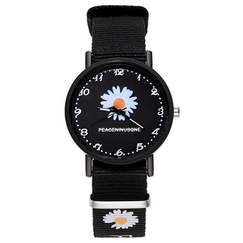 Nueva Daisy correa de lona reloj mujer estudiante pareja novias estilo coreano moda mismo estilo crisantemo correa de nylon reloj