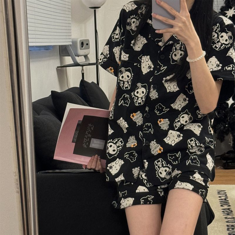 7790 블랙 KT 고양이[반팔+반바지]슈트