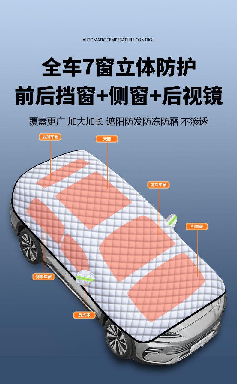 Car cover, sunshade, rain cover, heat insulation, front windshield sunshade, dust cover, snow cover, half-body cover