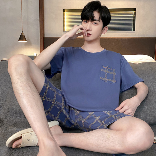 Men's Summer Short Sleeve Short Shorts Set Korean Style Loose Plus Size Simple Casual Outerwear Home Suit