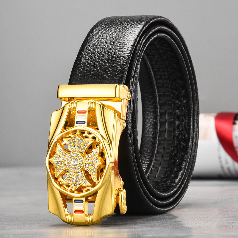 High-End Time-To-Turning Belt Men's Student Automatic Buckle Belt Young and Middle-Aged Trouser Belt New Jeans Belt Popular