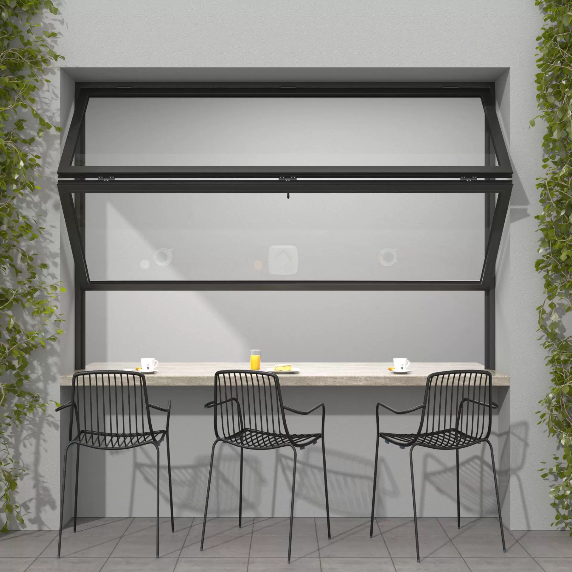 断桥玻璃铝可折叠窗上下折叠窗上折窗用于奶茶店酒吧咖啡店隔音