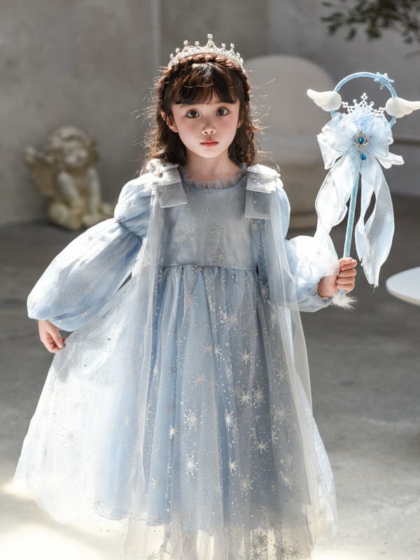 公主裙女童冰雪奇缘艾莎连衣裙秋季新品女儿童长袖洋气礼服裙纱裙|undefined