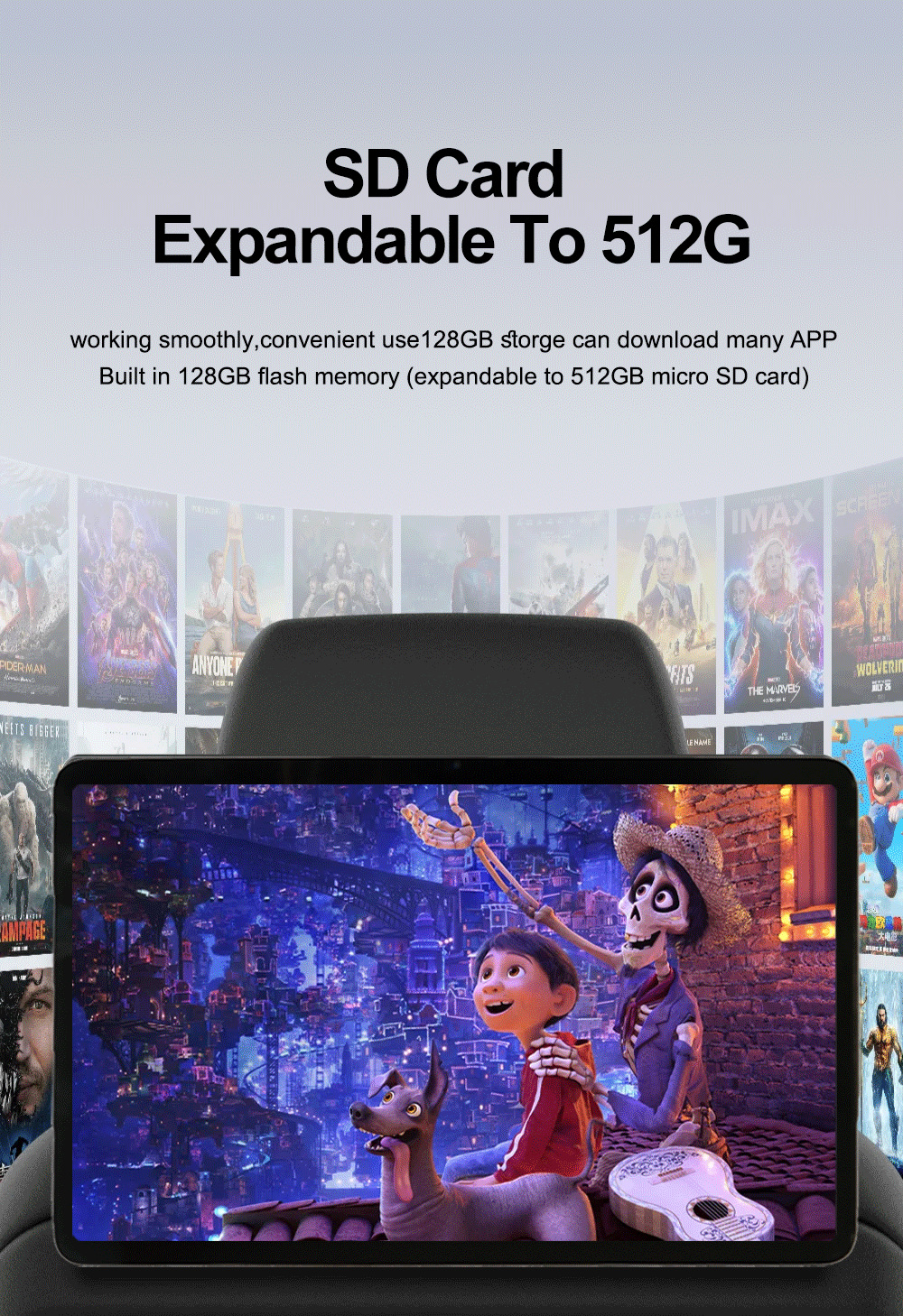 Cross-border bestseller 12.5inch HD external headrest monitor, multifunctional WiFi rear-seat entertainment screen