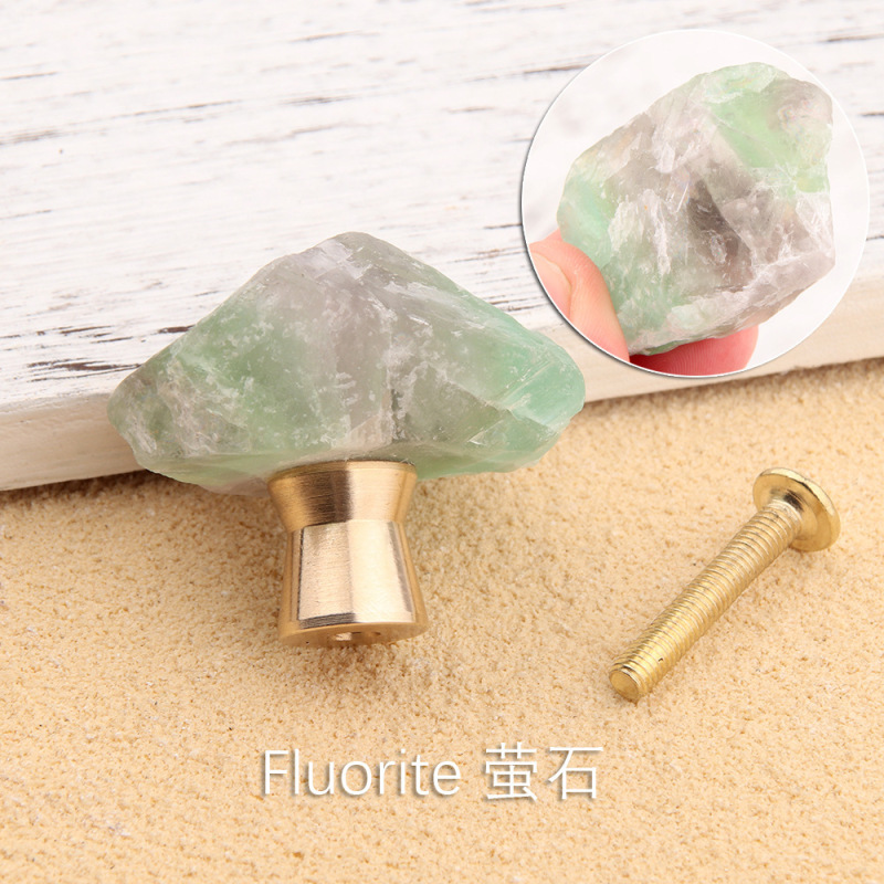 A5 24軽豪華天然鉱石紫水晶粉白水晶黄銅取っ手引き出し戸棚扉単孔シンプル小|undefined