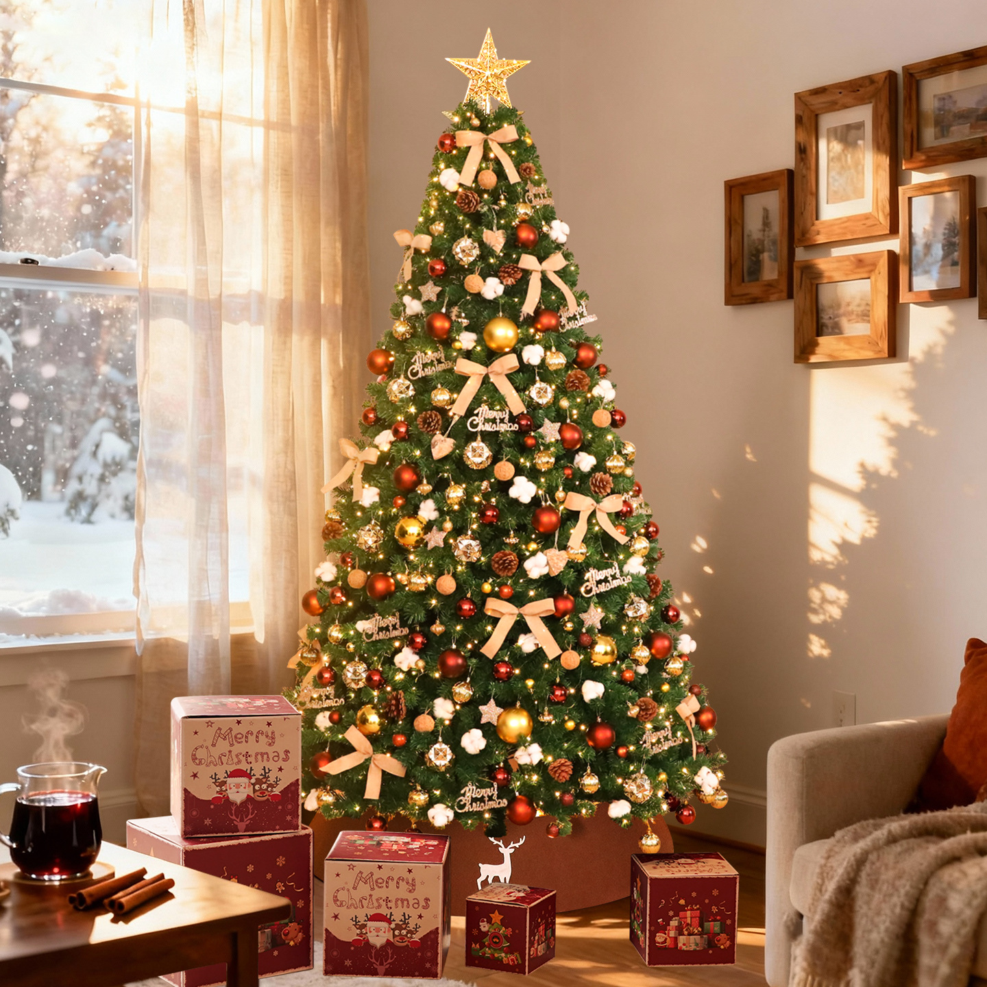 Shengyuan nuevo conjunto de árbol de Navidad de PVC adornos domésticos grandes adornos de árbol de Navidad interiores y exteriores al por mayor