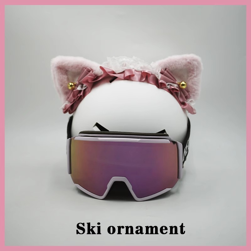 Handmade Cat Ear Hairband Detachable Ski Helmet Decoration
