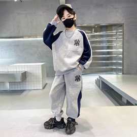男童秋装套装2025新款儿童中大童秋冬韩版卫衣运动帅气时髦两件套