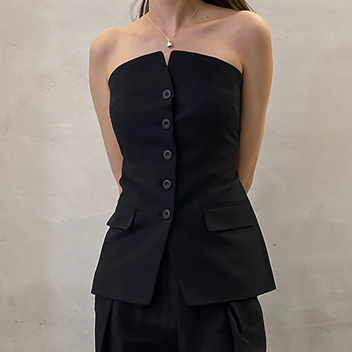 Summer European and American fashion tight-fitting off-shoulder hottie sexy suit tube top top vest  new style temperament and slim fit
