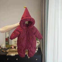 pf319新款冬季爬服儿童连体衣保暖棉衣男女宝宝连帽拜年服爬服