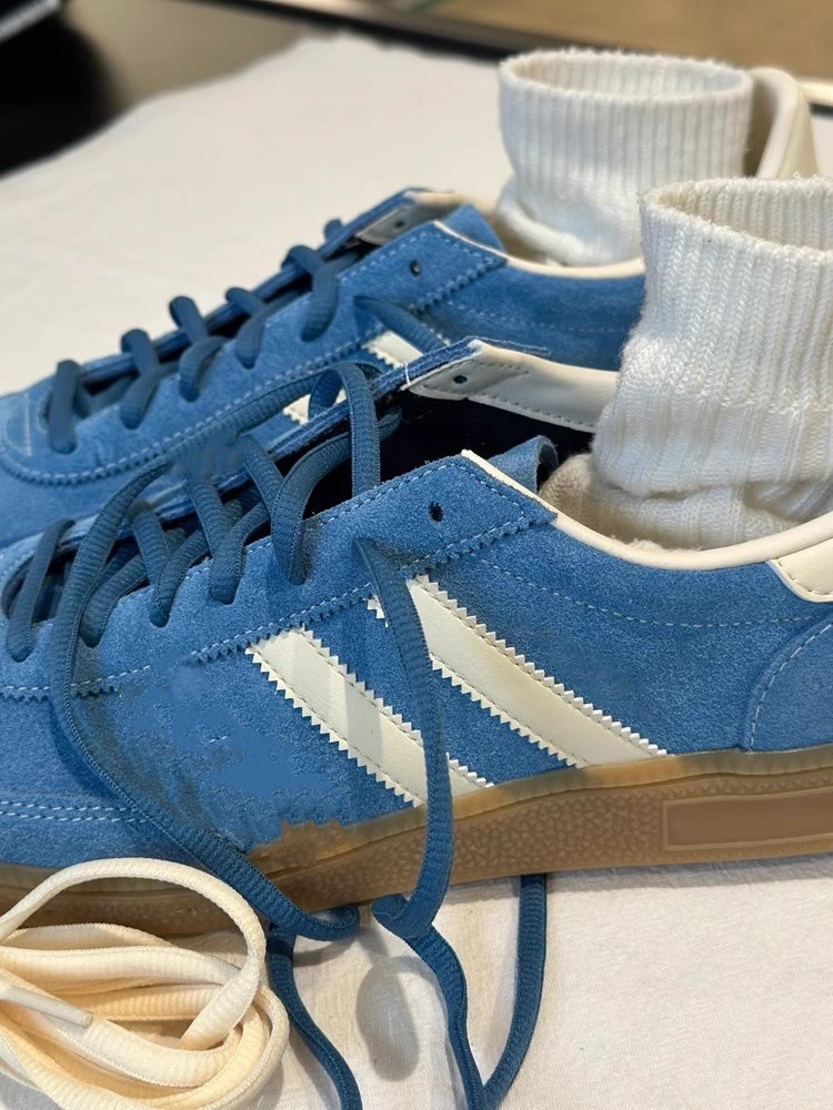 Blue classic German training round toe lace up casual sports versatile flat bottomed Forrest Gump shoes_voghion.com