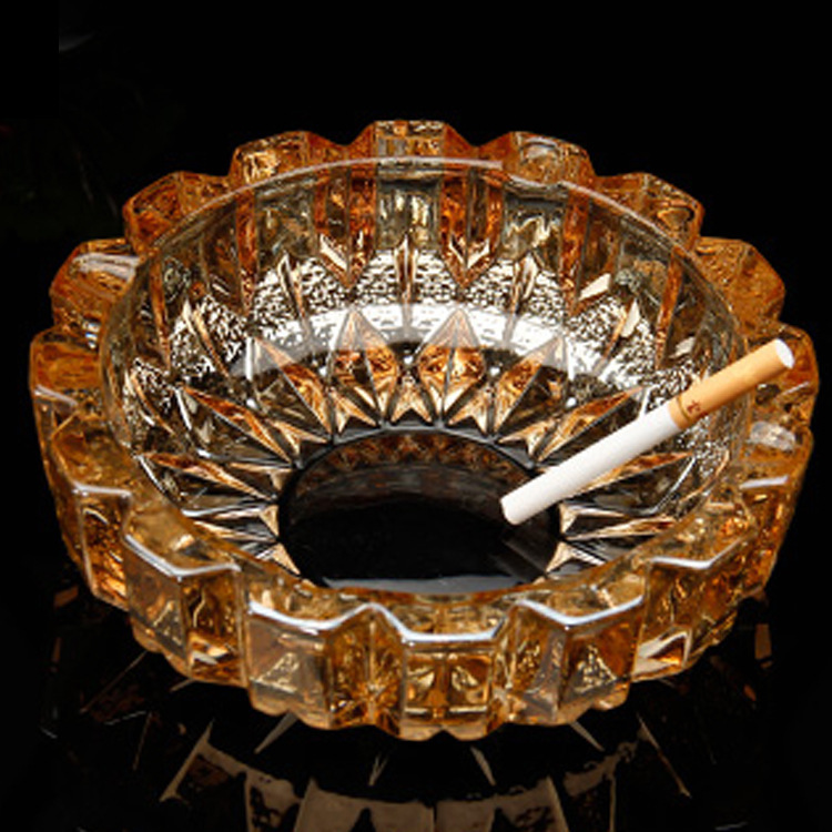 Manzana verde transparente diamante cigarrillos cenicero KTV hotel casero cuadrado cenicero de vidrio redondo al por mayor