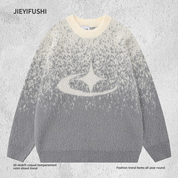 Autumn sweater with a round collar