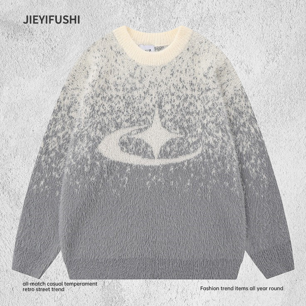 Autumn sweater with a round collar
