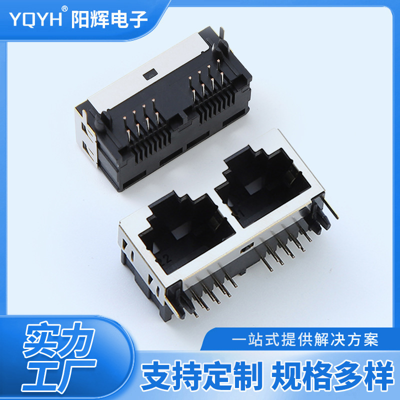 Factory Direct Sales 55A-8P8C1X2 Half-Pack Horizontal Network Connector Plastic High Temperature Flame Retardant Rj45 Connector