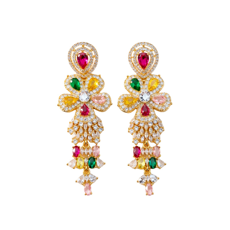 Medieval aguja de plata vintage flor de diamante pendientes de bordillo ligero de lujo de alto nivel pernos de joyería exquisita conjunto