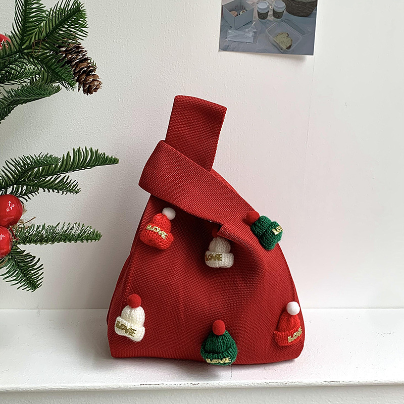 Bolsa de mochila para mujeres versátil 2025 nuevo bolso de regalo de navidad sombrero tridimensional nicho bolso de hombro de punto