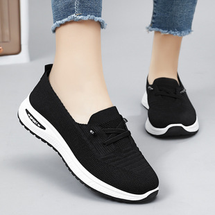 Shoes Women's 2024 Spring and Autumn New Flying Mesh Casual Women's Single-layer Shoes Breathable Comfortable Middle-aged and Elderly Non-slip Moms Shoes