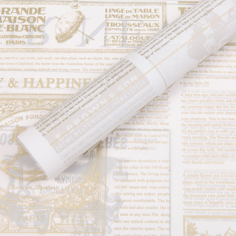 Fabricante spot al por mayor nuevo papel de embalaje de flores impermeable estilo europeo inglés coreano floristería ramo materiales de embalaje