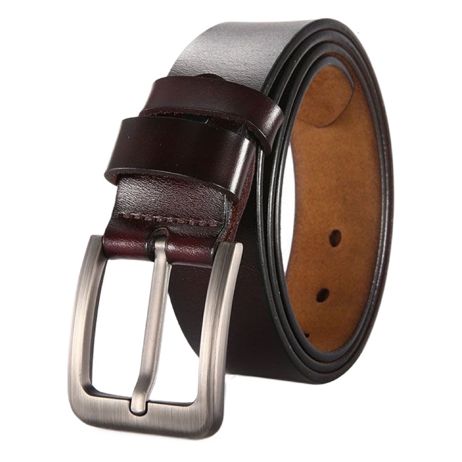 Cinturón de hombre hebilla cinturón antiguo 3,5 correa de agujero de cuero Borde de aceite plano sin costura